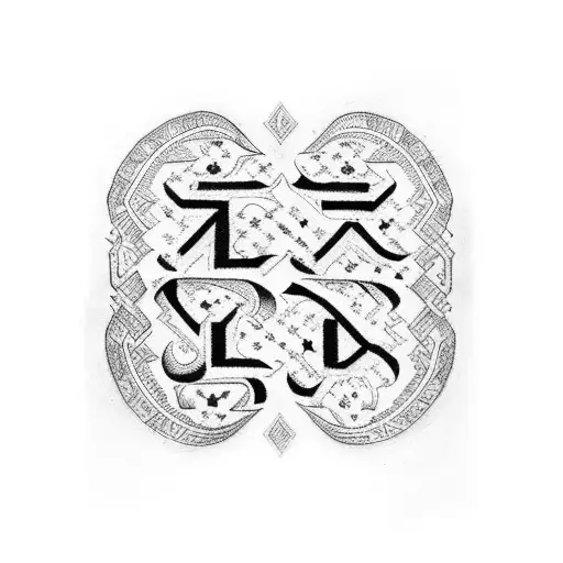 turk with ancient turkish alphabet tattoo design idea