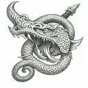 sword and serpent coiling tattoo design idea