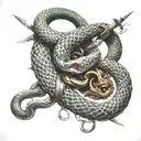 intertwined sword and serpent tattoo design idea