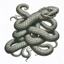 intertwined sword and serpent tattoo design idea