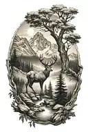 buck mountain scenery tattoo tattoo design idea