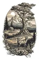 buck mountain scenery tattoo tattoo design idea