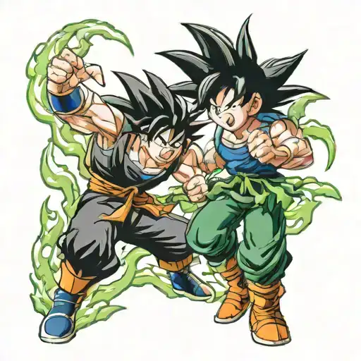 goku fighting deku tattoo design idea