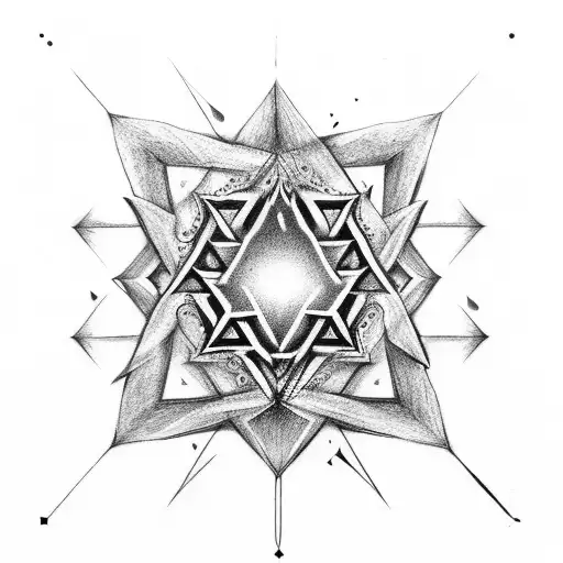 Star of david and drama masks and music notes tattoo design idea
