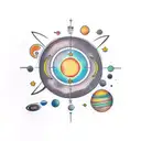 line solar system with planets tattoo design idea