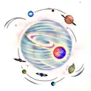 line solar system with planets tattoo design idea