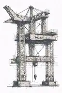 A minimalist design of a construction crane forming a cross shape, symbolizing the client's dedication to both work and faith tattoo design idea