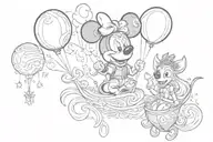 pixie dust. Mickey balloon. tiara. Viking helmet. waves.  tattoo design idea