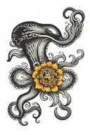Black squid attacking tattoo design idea