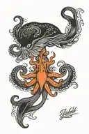 Black squid attacking tattoo design idea