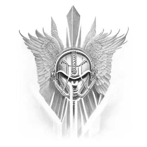 Spartan,tower, and wings tattoo design idea