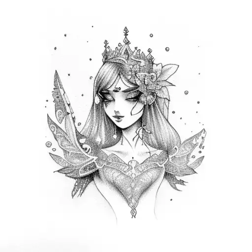 fairy princess  tattoo design idea