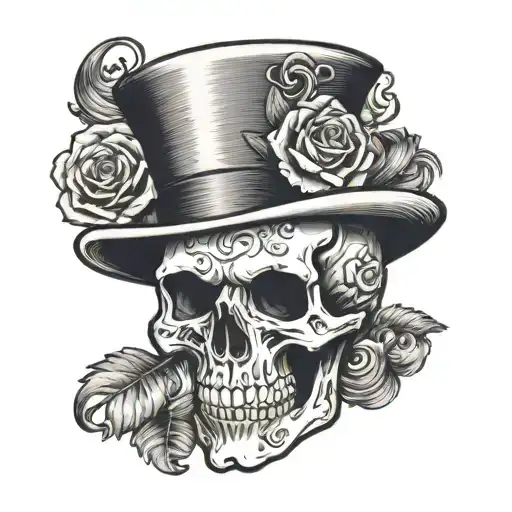 skull with top hat  tattoo design idea