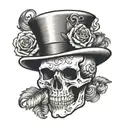 skull with top hat  tattoo design idea