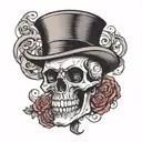skull with top hat  tattoo design idea