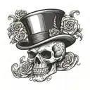 skull with top hat  tattoo design idea