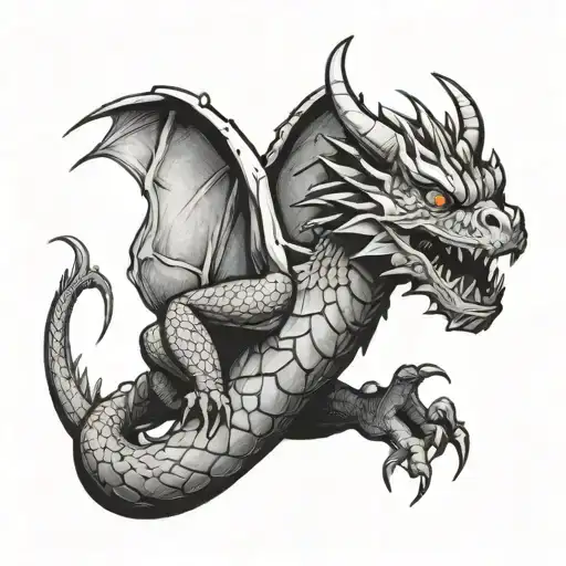 dragon that starts about 2.5 inches below the belly button, goes up going around the belly button and end mid chest tattoo design idea