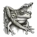 tree frog with waterfall from mouth tattoo design idea
