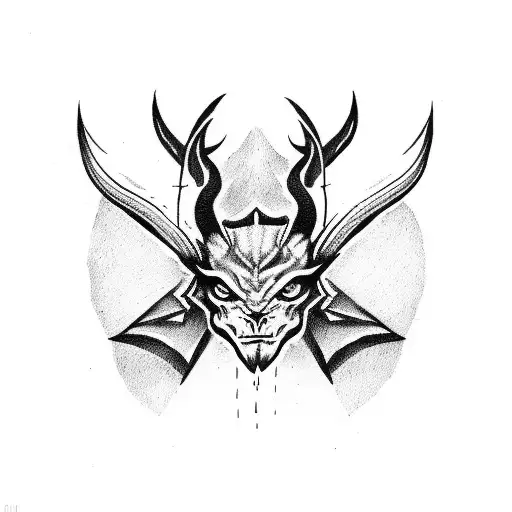 small devil horns doodle tattoo design idea