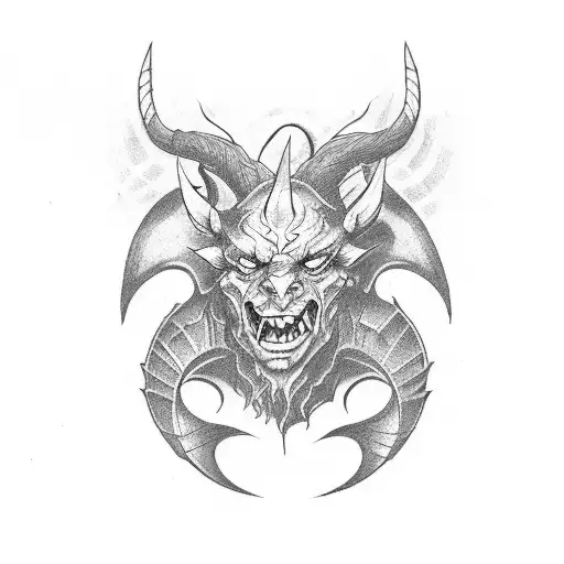small devil horns cartoonish tattoo design idea