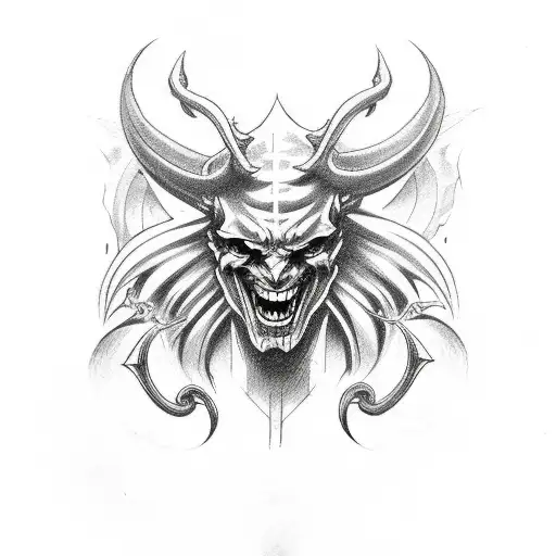devil with gods full arm tattoo tattoo design idea