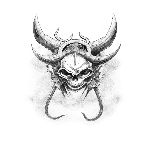 devils with god full arm tattoo design idea