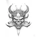 devil inside god tattoo design idea