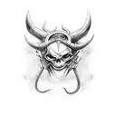 devils with god full arm tattoo design idea