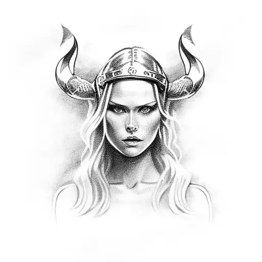 beautiful sexy viking lady tattoo design idea
