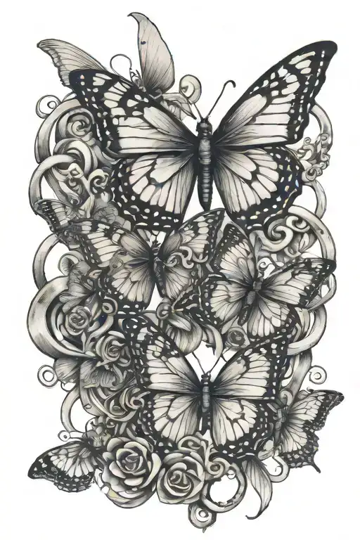 butterflies and broken chains wrapped tattoo design idea
