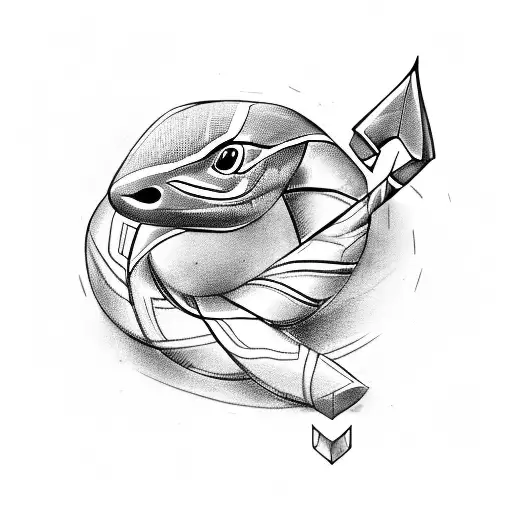 arrow, snake, white raven tattoo design idea