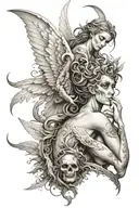 angel half demon tattoo design idea