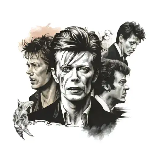 David Bowie, Billy Joel, Beatles, Bob Dylan all together. tattoo design idea