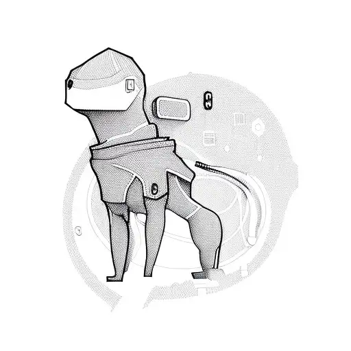 A hacker silhouette wearing a hoodie, surrounded by soundwaves tattoo design idea