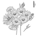 carnation,daisy,rose,and aster flower bouquet  tattoo design idea
