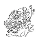 carnation,daisy,rose,and aster flower bouquet  tattoo design idea