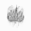 Derek JETER with New York City skyline tattoo design idea
