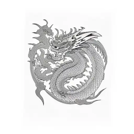dragon, wrapped around a digital clock that shows 6:20 am tattoo design idea