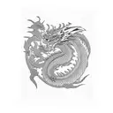 dragon, wrapped around a digital clock that shows 6:20 am tattoo design idea