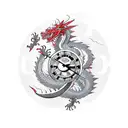 dragon, wrapped around a digital clock that shows 6:20 am tattoo design idea