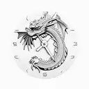 digital clock 6:20am dragon tattoo design idea