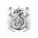 digital clock 6:20am dragon tattoo design idea
