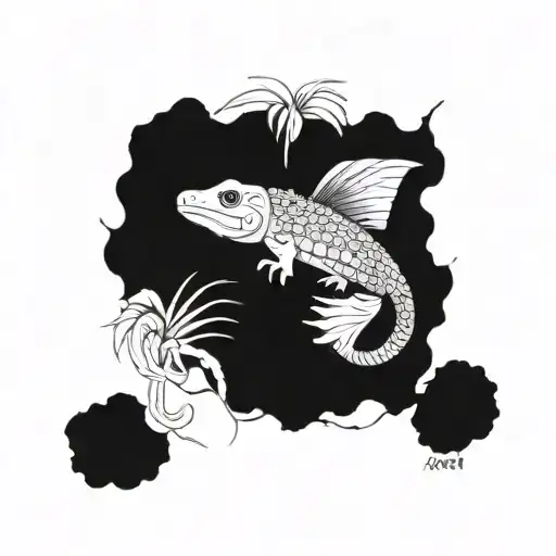 aztec axolotl tattoo design idea