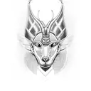 Anubis with scales heart and feather tattoo design idea