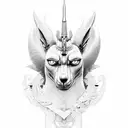 Anubis with scales heart and feather tattoo design idea