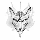 Anubis with scales heart and feather tattoo design idea