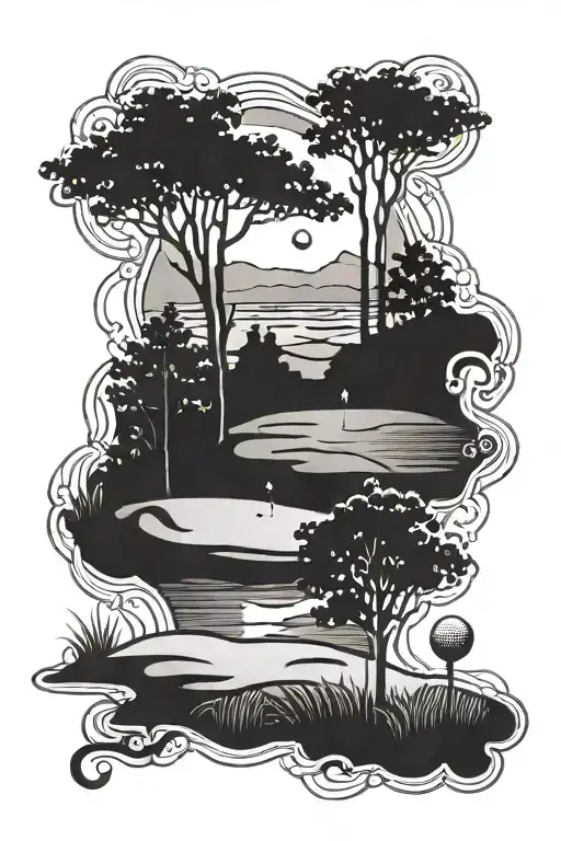 a golf course calmness presence one tattoo design idea