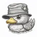 rubber ducky wearing a bucket hat tattoo design idea