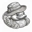 rubber ducky wearing a bucket hat tattoo design idea
