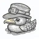 rubber ducky wearing a bucket hat tattoo design idea